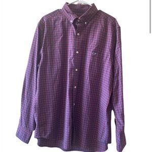 Vineyard Vines Classic Fit Tucker Shirt/ red, blue/ cotton blend/ LG